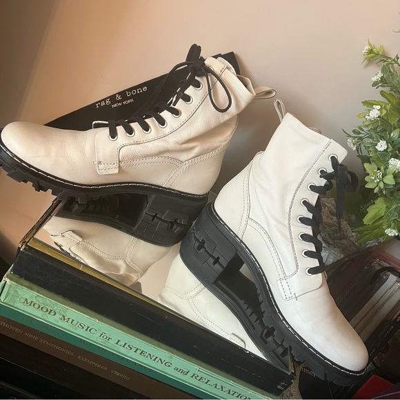 Rag & Bone white leather chunky ankle boots - Picture 3 of 8